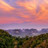 Sunrise over landscape of Krabi